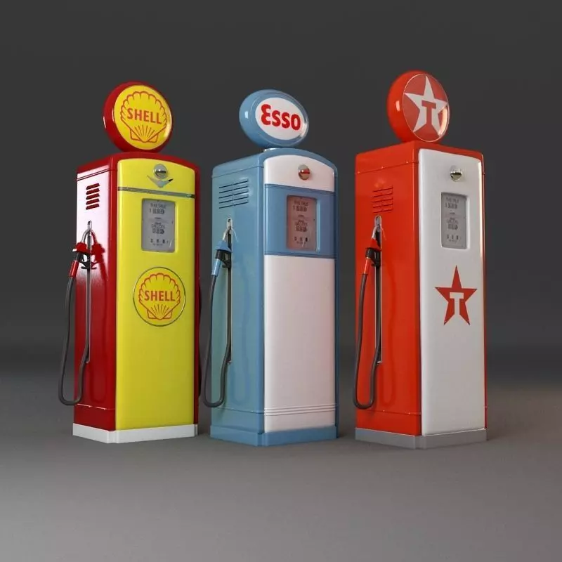 Retro Gas Pumps Set 3D model_0