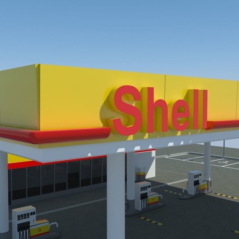 Shell Gas Station 3D model_3
