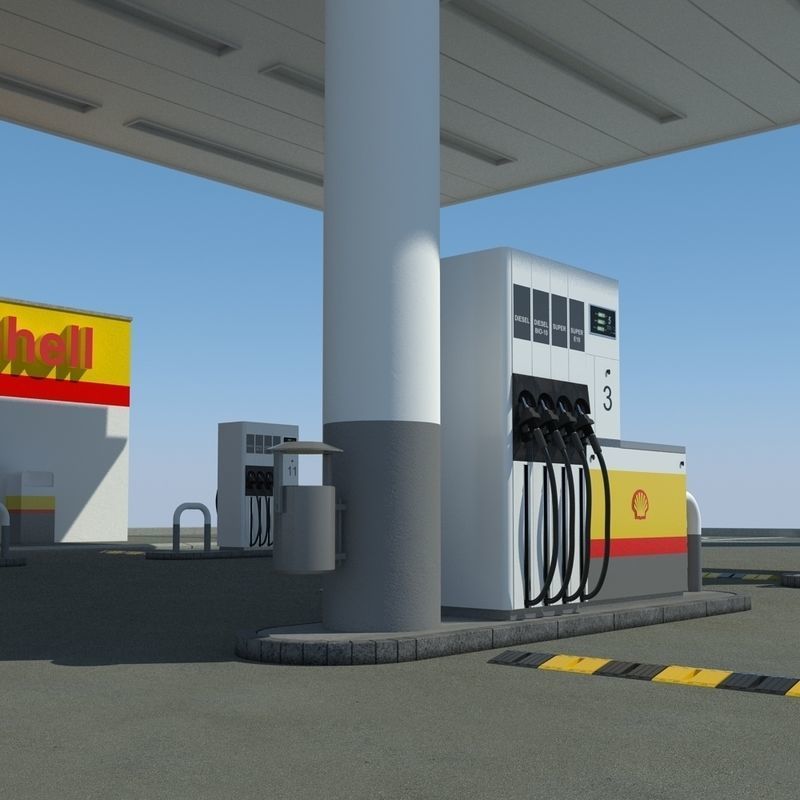 Shell Gas Station 3D model_2