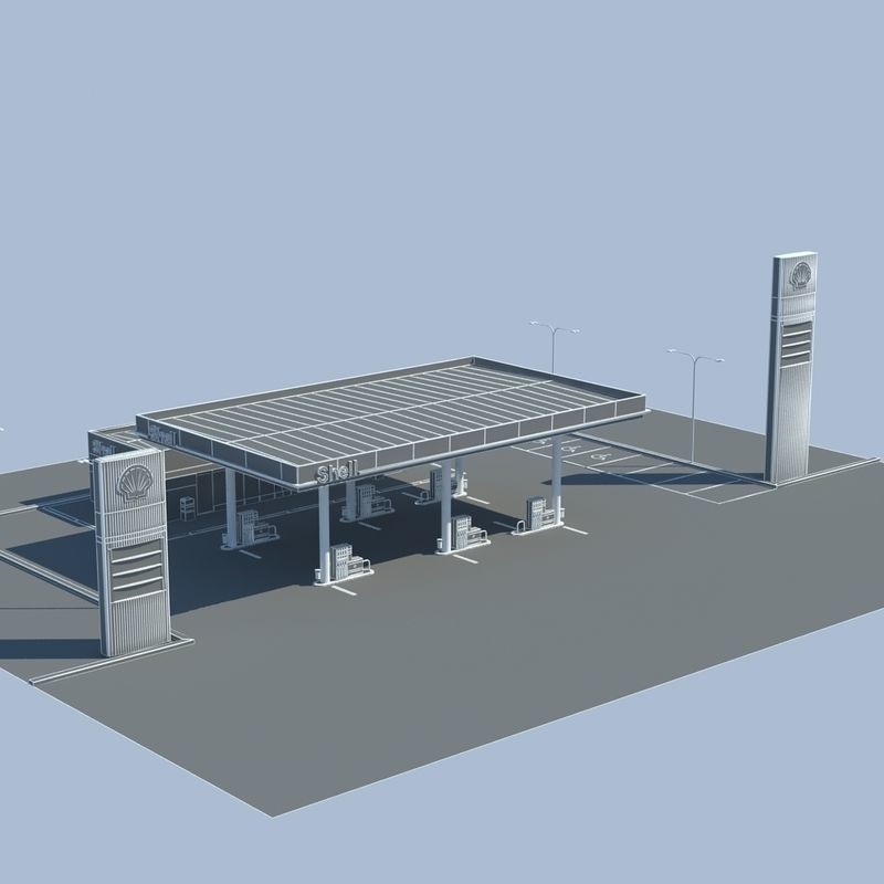 Shell Gas Station 3D model_6