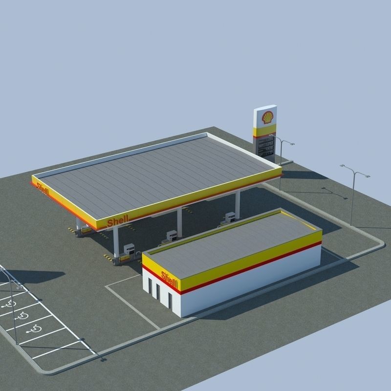Shell Gas Station 3D model_7