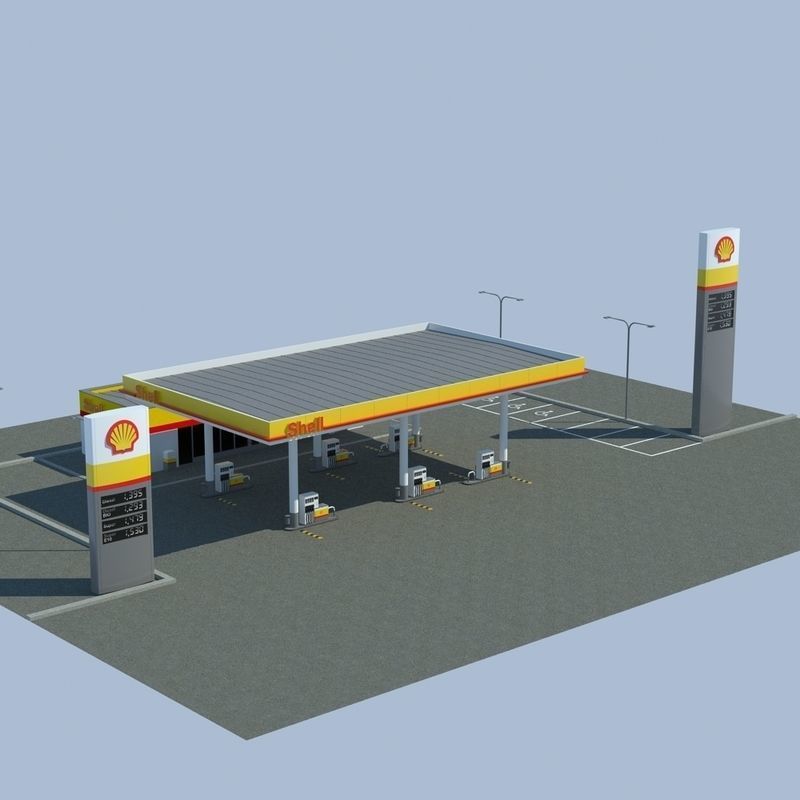 Shell Gas Station 3D model_1
