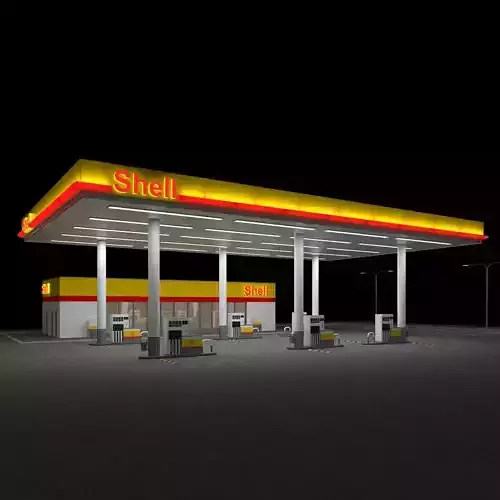 Shell Gas Station - Night Version