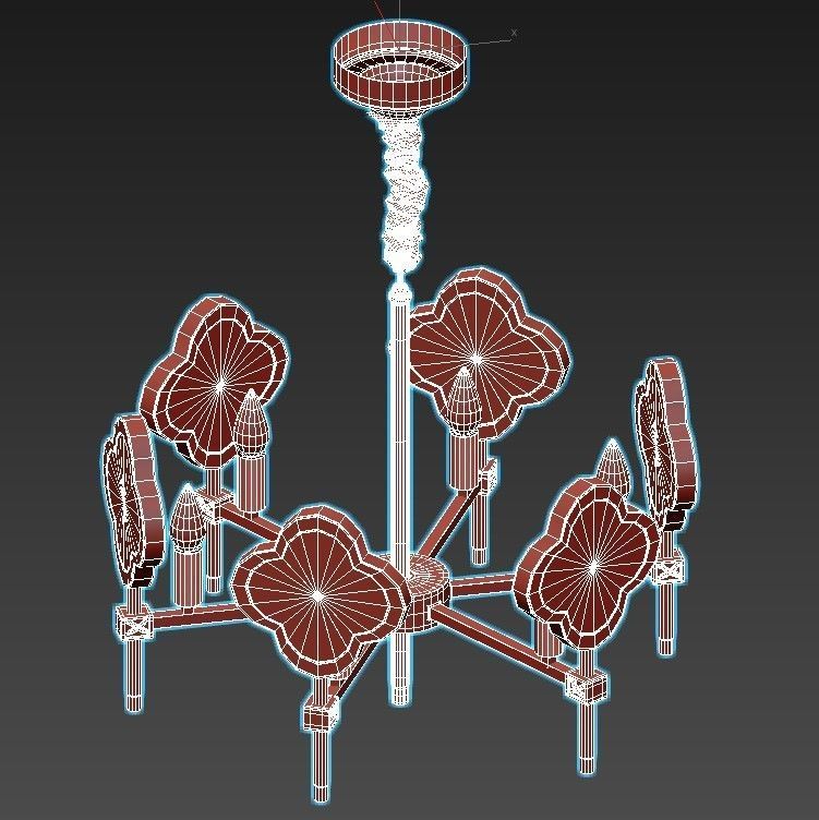 elvira chandelier with gold accents 3D model_5