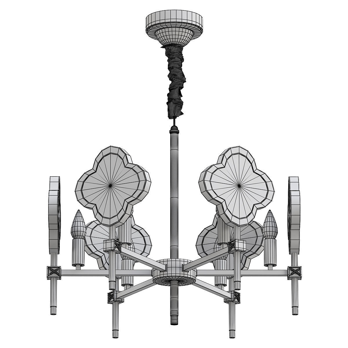 elvira chandelier with gold accents 3D model_1