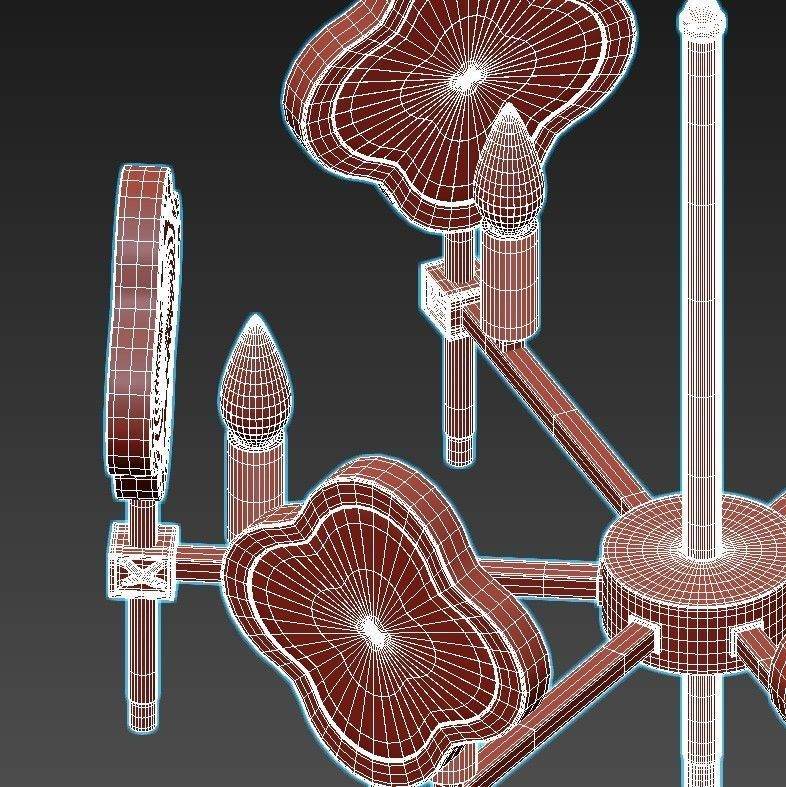 elvira chandelier with gold accents 3D model_4