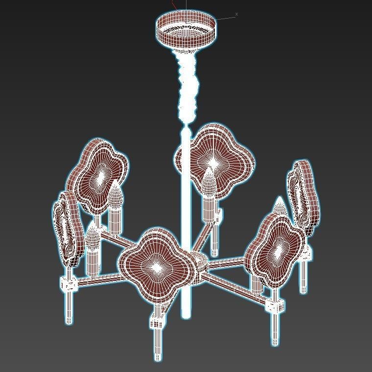 elvira chandelier with gold accents 3D model_2