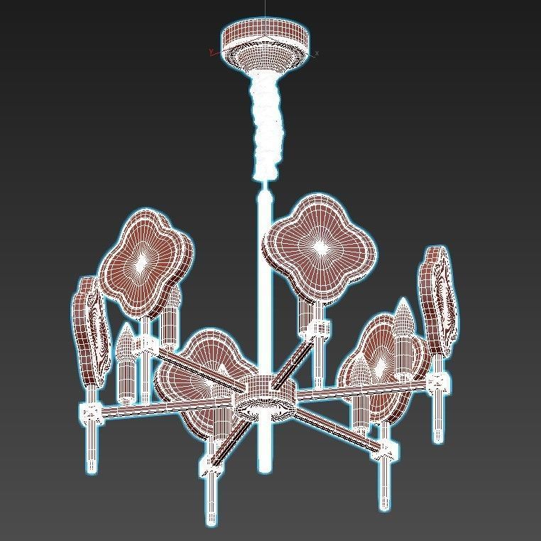 elvira chandelier with gold accents 3D model_3