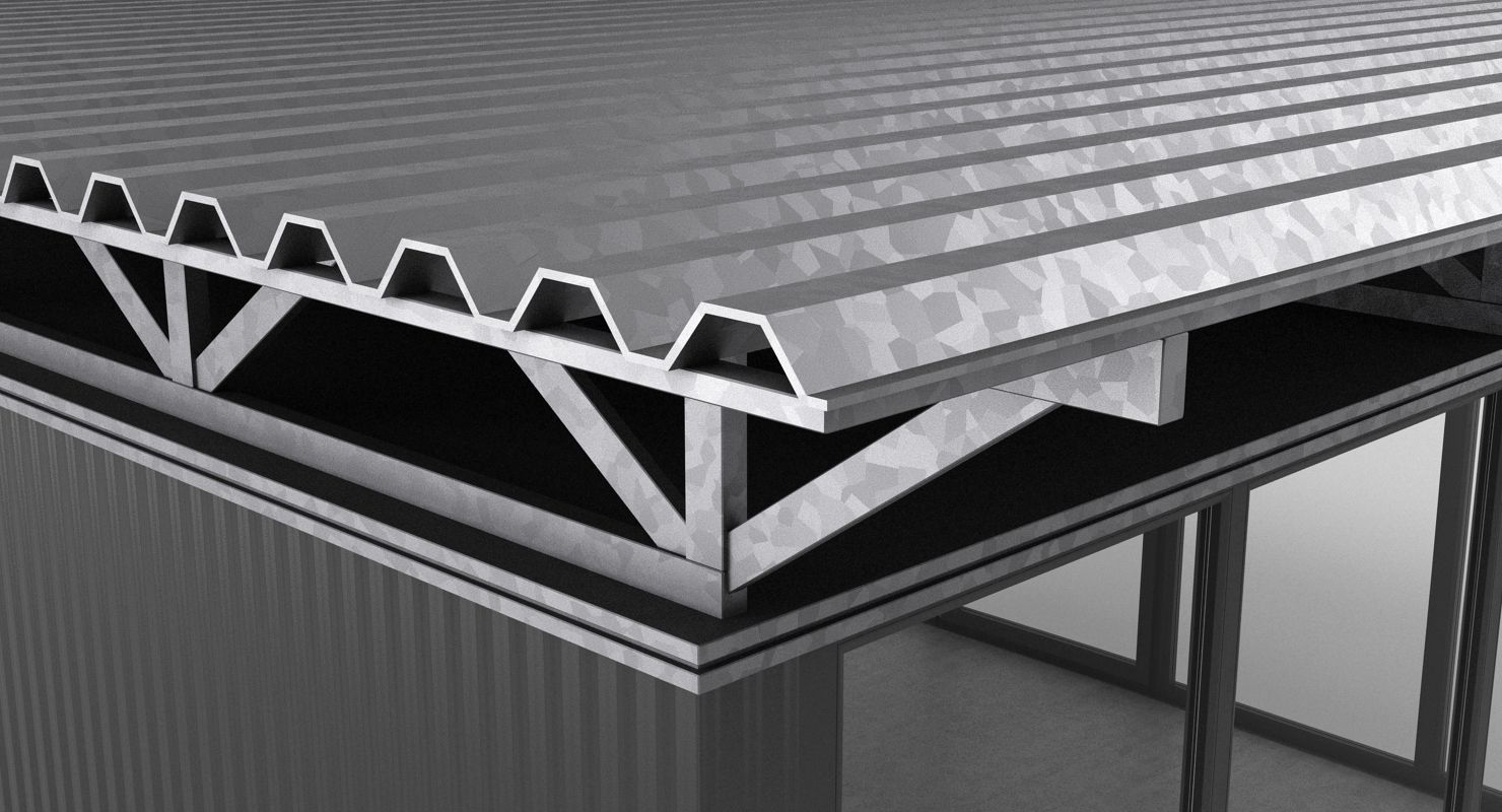 Pavilion metal building with roof 3D model_1