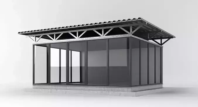 Pavilion metal building with roof 3D model