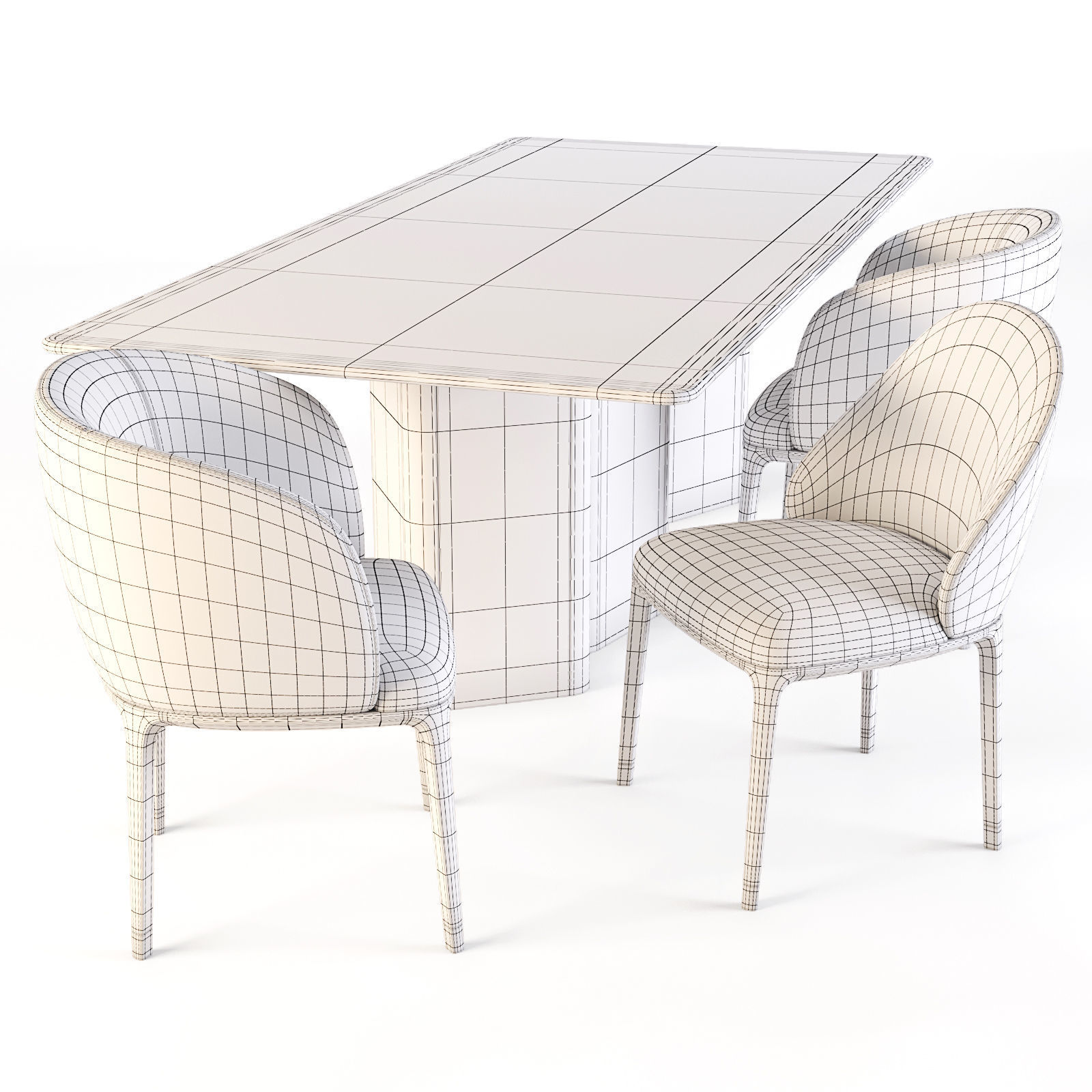 Meroni Colzani Dining Set - Portofino Table - Lungotevere Chairs 3D model_3