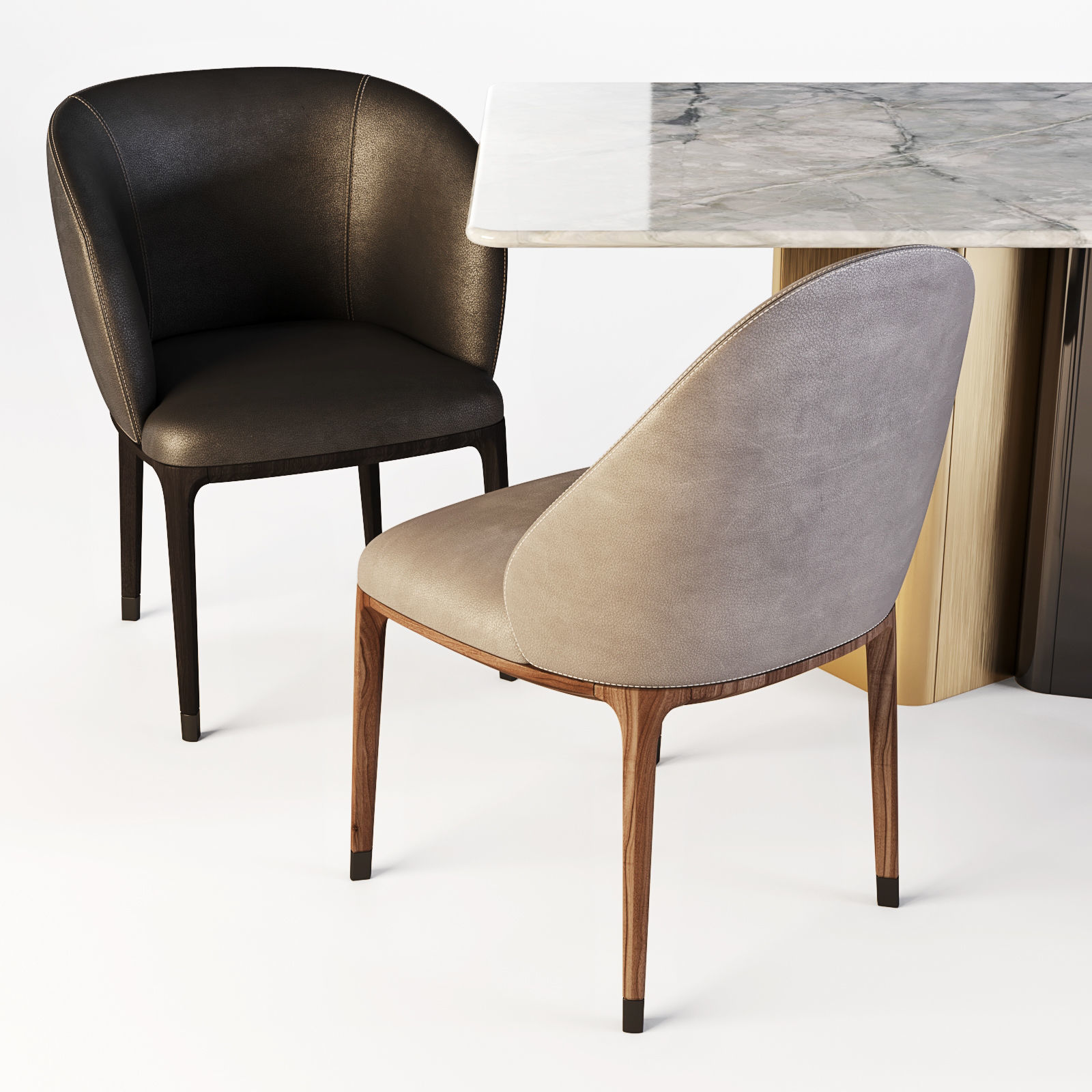 Meroni Colzani Dining Set - Portofino Table - Lungotevere Chairs 3D model_2