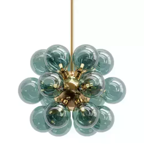 grape-milk chandelier with glass balls and gold metal
