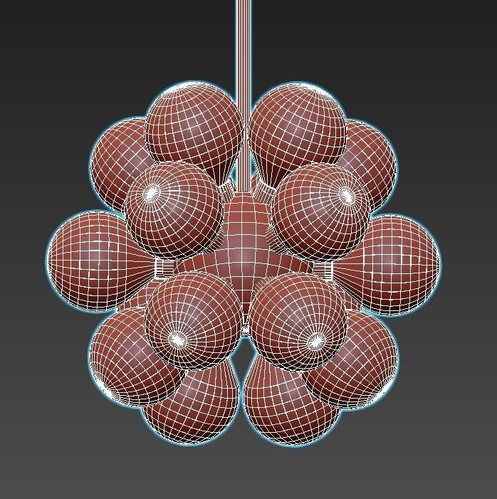 grape-milk chandelier with glass balls and gold metal 3D model_5