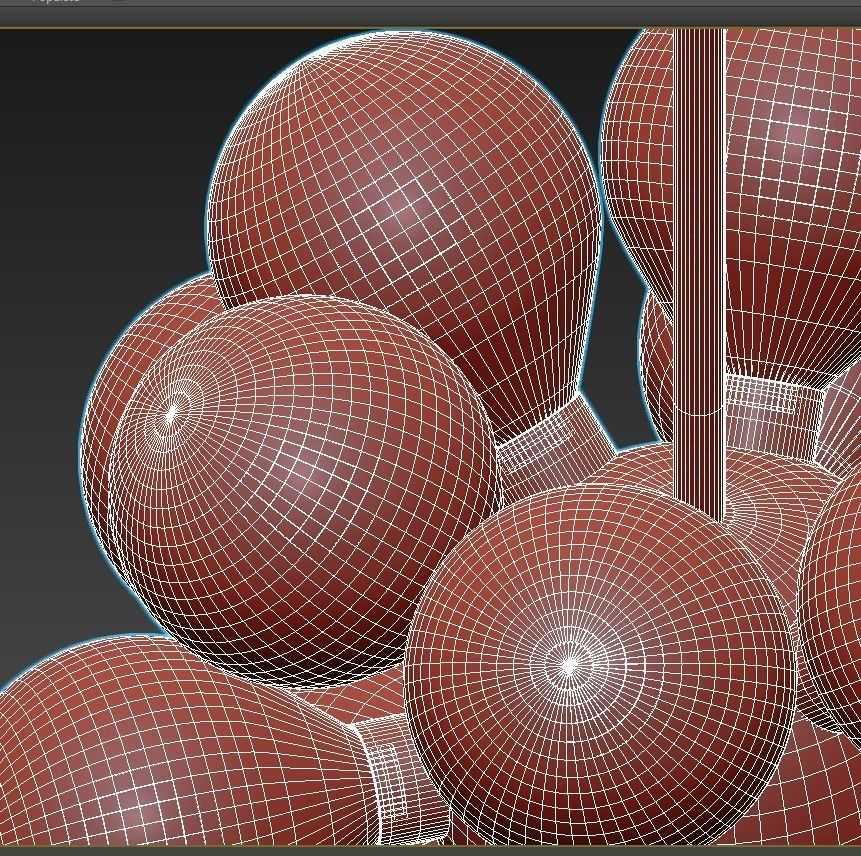 grape-milk chandelier with glass balls and gold metal 3D model_4