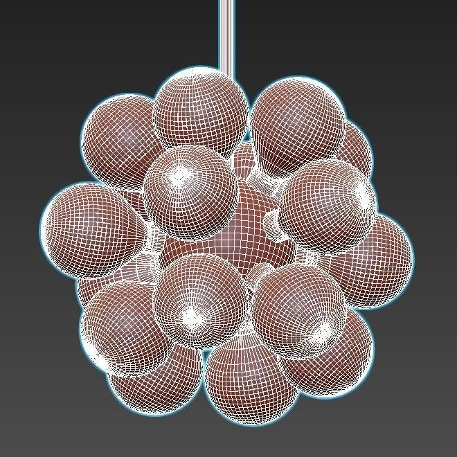 grape-milk chandelier with glass balls and gold metal 3D model_3