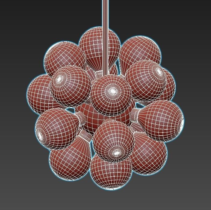 grape-milk chandelier with glass balls and gold metal 3D model_6