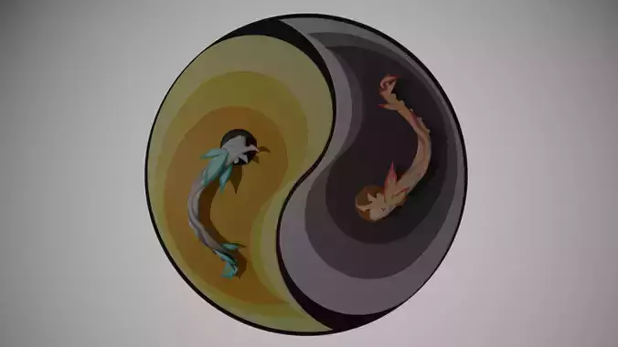Koi Yin Yang Genshin Impact 3D print model