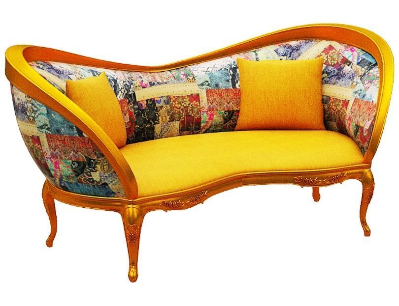 Classical sofa 2 seater Low-poly 3D model_1