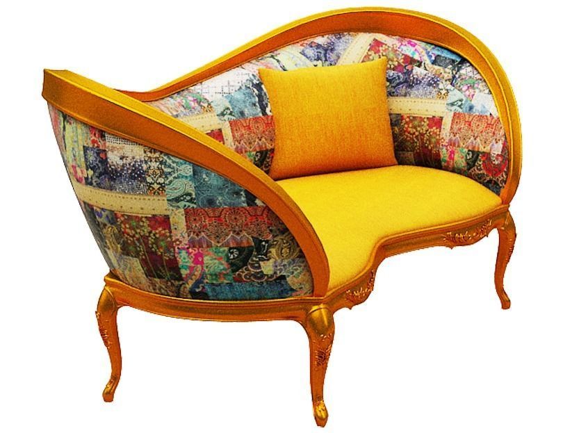 Classical sofa 2 seater Low-poly 3D model_2