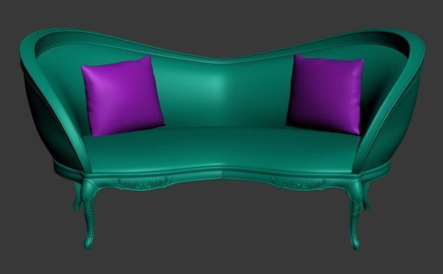 Classical sofa 2 seater Low-poly 3D model_6