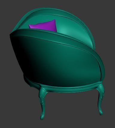 Classical sofa 2 seater Low-poly 3D model_9