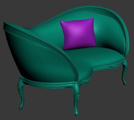 Classical sofa 2 seater Low-poly 3D model_8