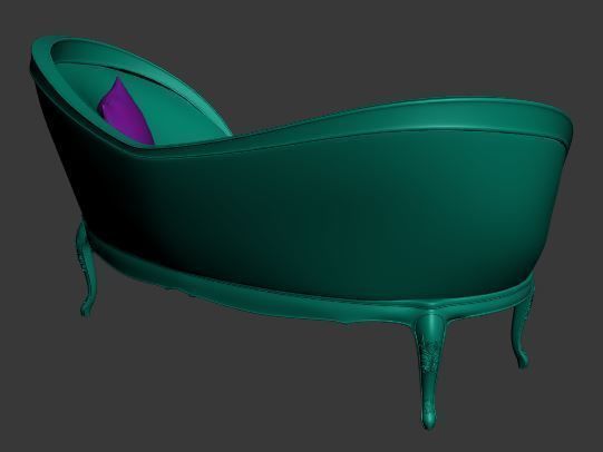 Classical sofa 2 seater Low-poly 3D model_10