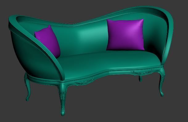 Classical sofa 2 seater Low-poly 3D model_7