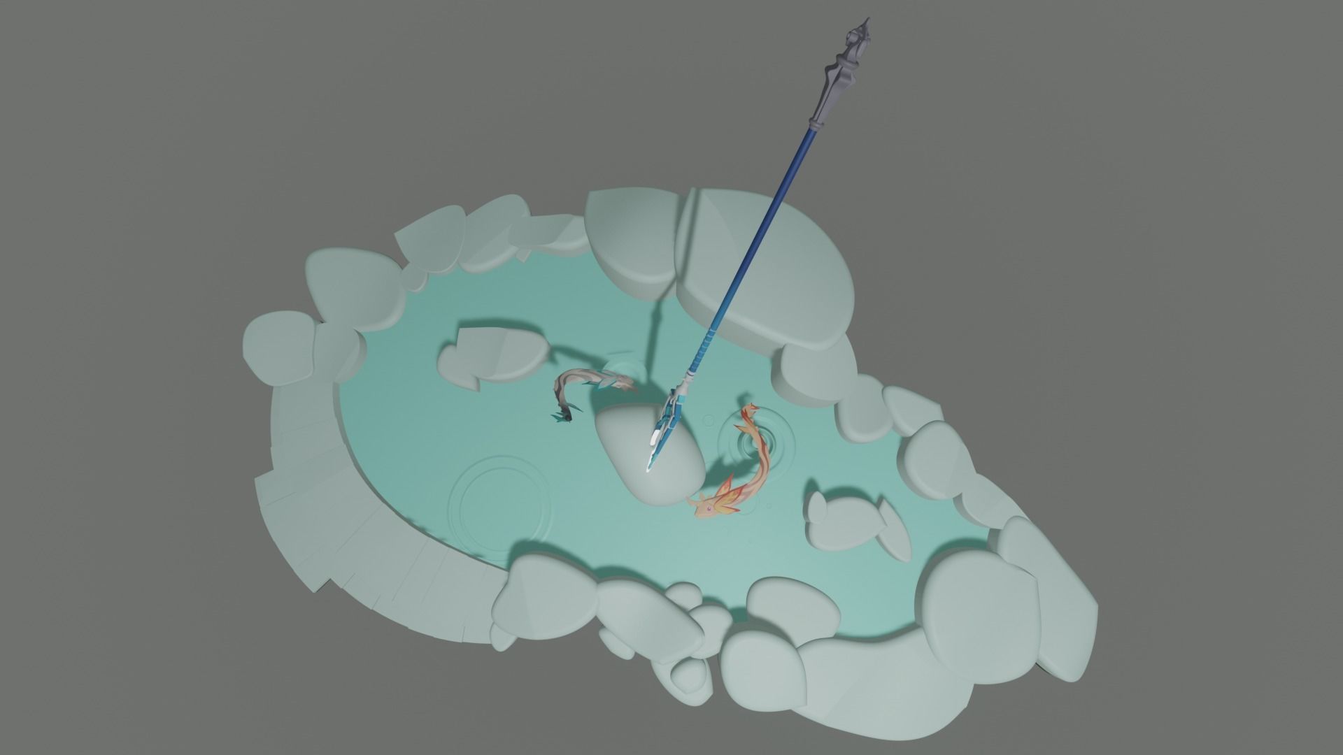 Koi and The Catch Pond Genshin Impact 3D print model_5