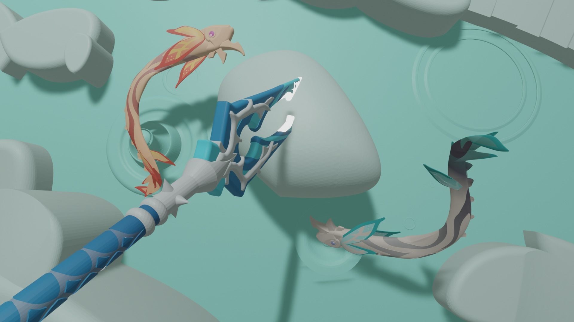 Koi and The Catch Pond Genshin Impact 3D print model_7