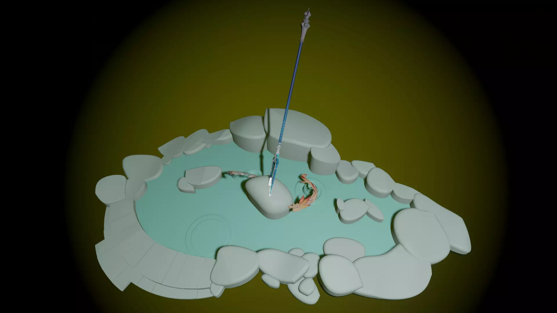 Koi and The Catch Pond Genshin Impact 3D print model_0