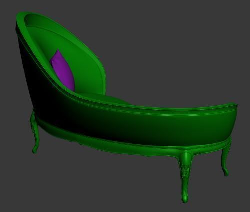 Classical sofa 2 seater Low-poly 3D model_10