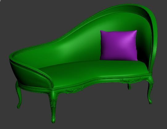 Classical sofa 2 seater Low-poly 3D model_7