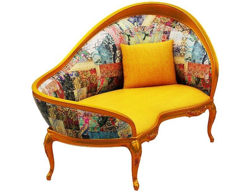 Classical sofa 2 seater Low-poly 3D model_2