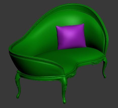 Classical sofa 2 seater Low-poly 3D model_8