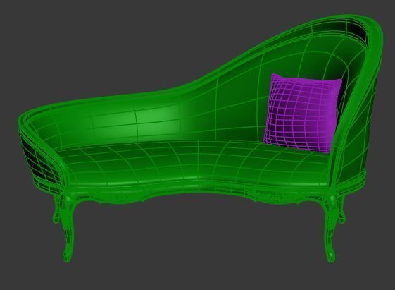 Classical sofa 2 seater Low-poly 3D model_6