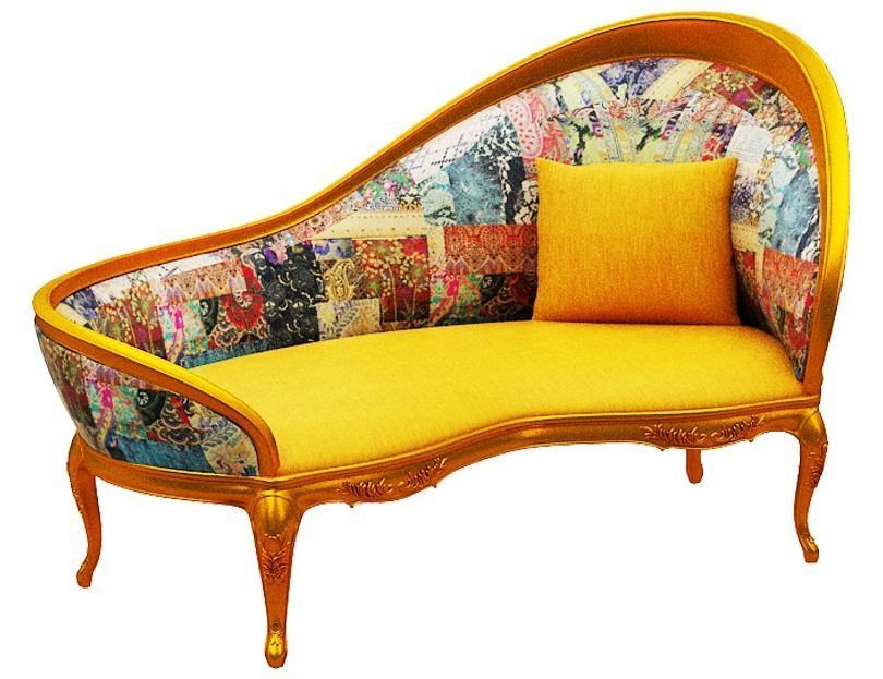 Classical sofa 2 seater Low-poly 3D model_1