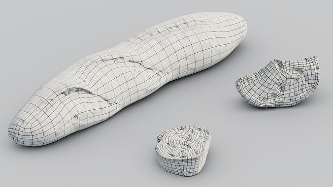 Baguette french bread Low-poly 3D model 4