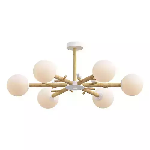 finch chandelier with six balls and wooden rods