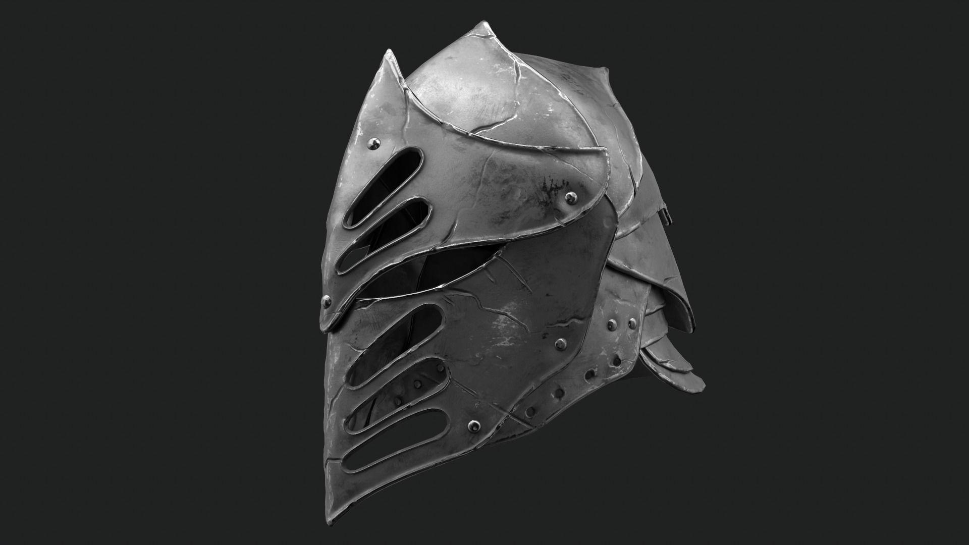 Helmet Dark Knight Low-poly 3D model_3