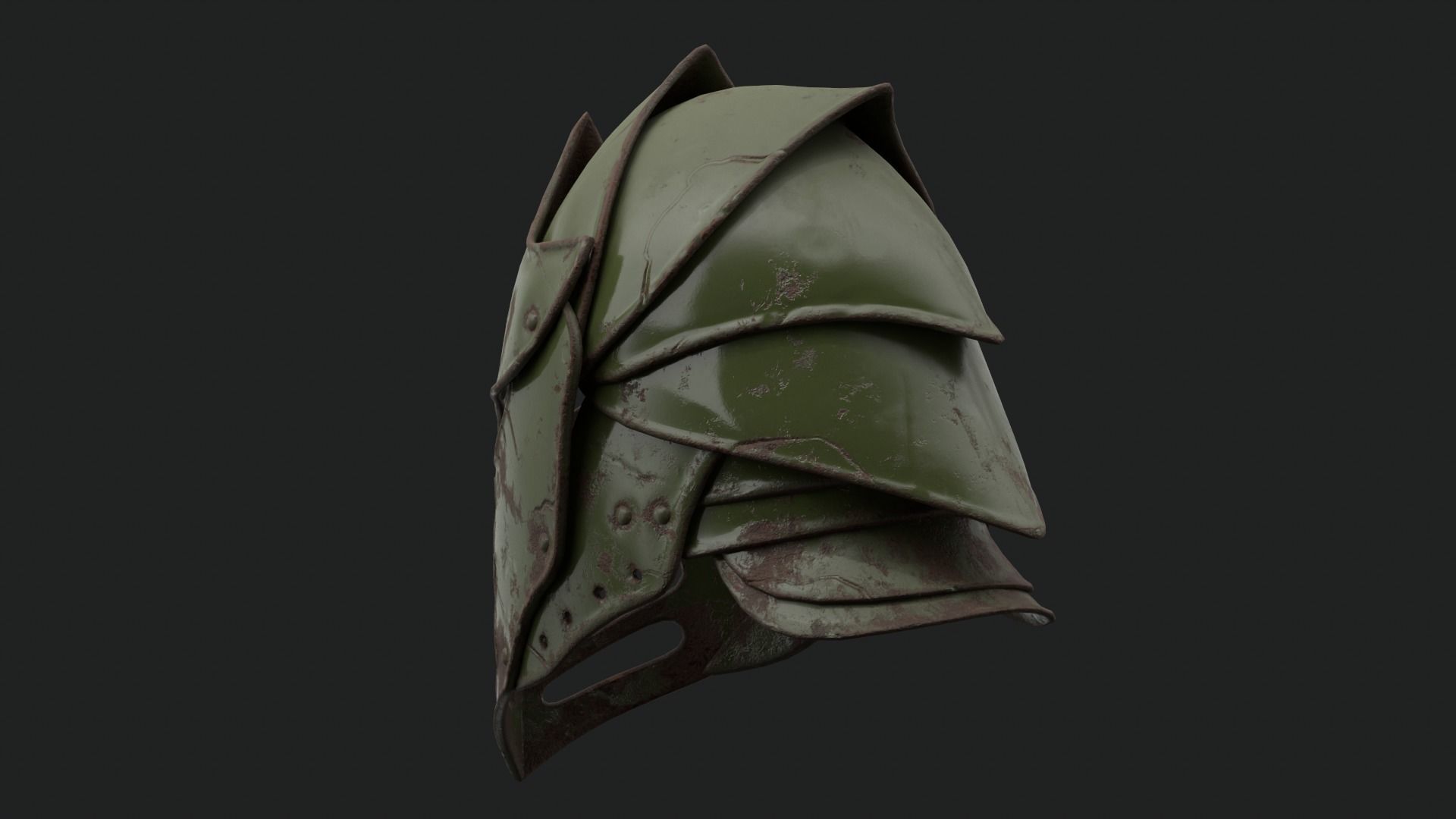Helmet Dark Knight Low-poly 3D model_36