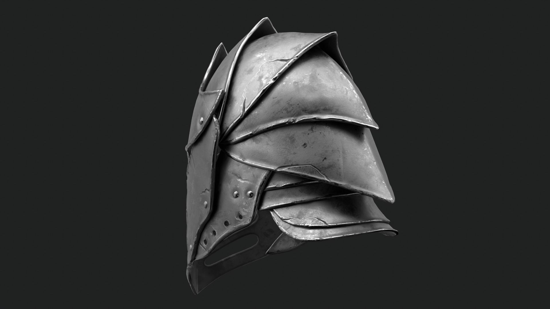Helmet Dark Knight Low-poly 3D model_38