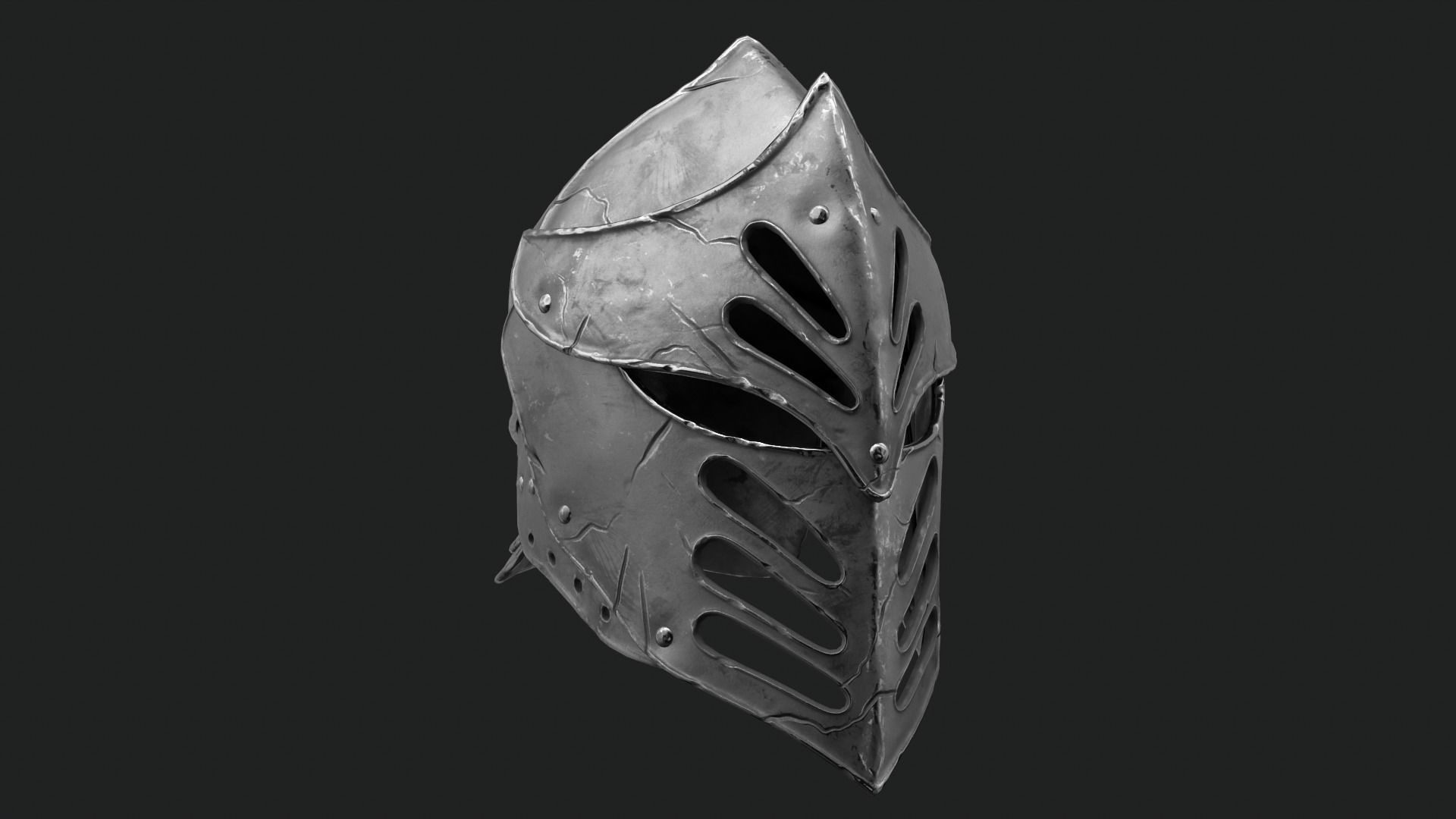 Helmet Dark Knight Low-poly 3D model_26