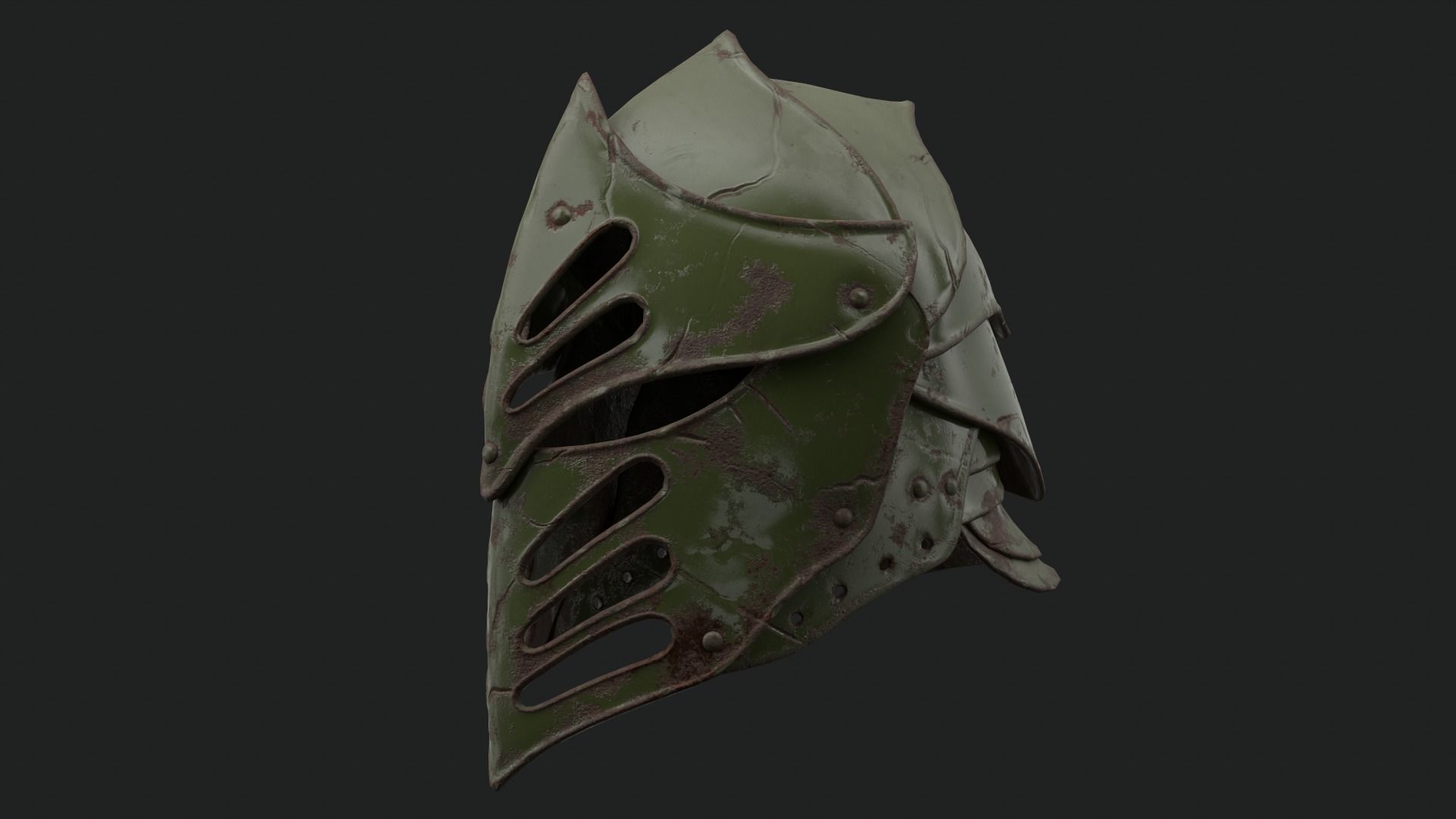 Helmet Dark Knight Low-poly 3D model_4