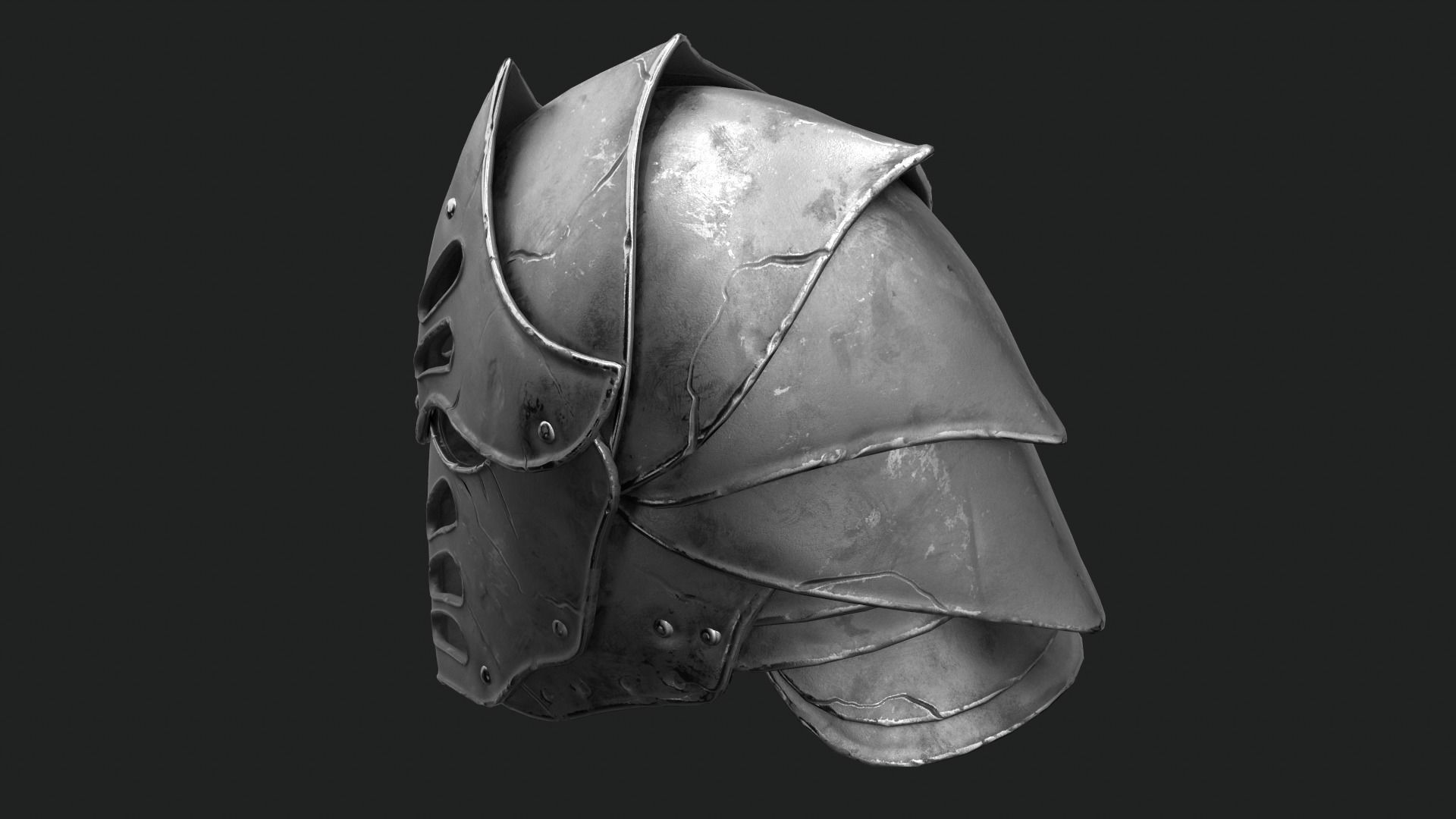 Helmet Dark Knight Low-poly 3D model_43