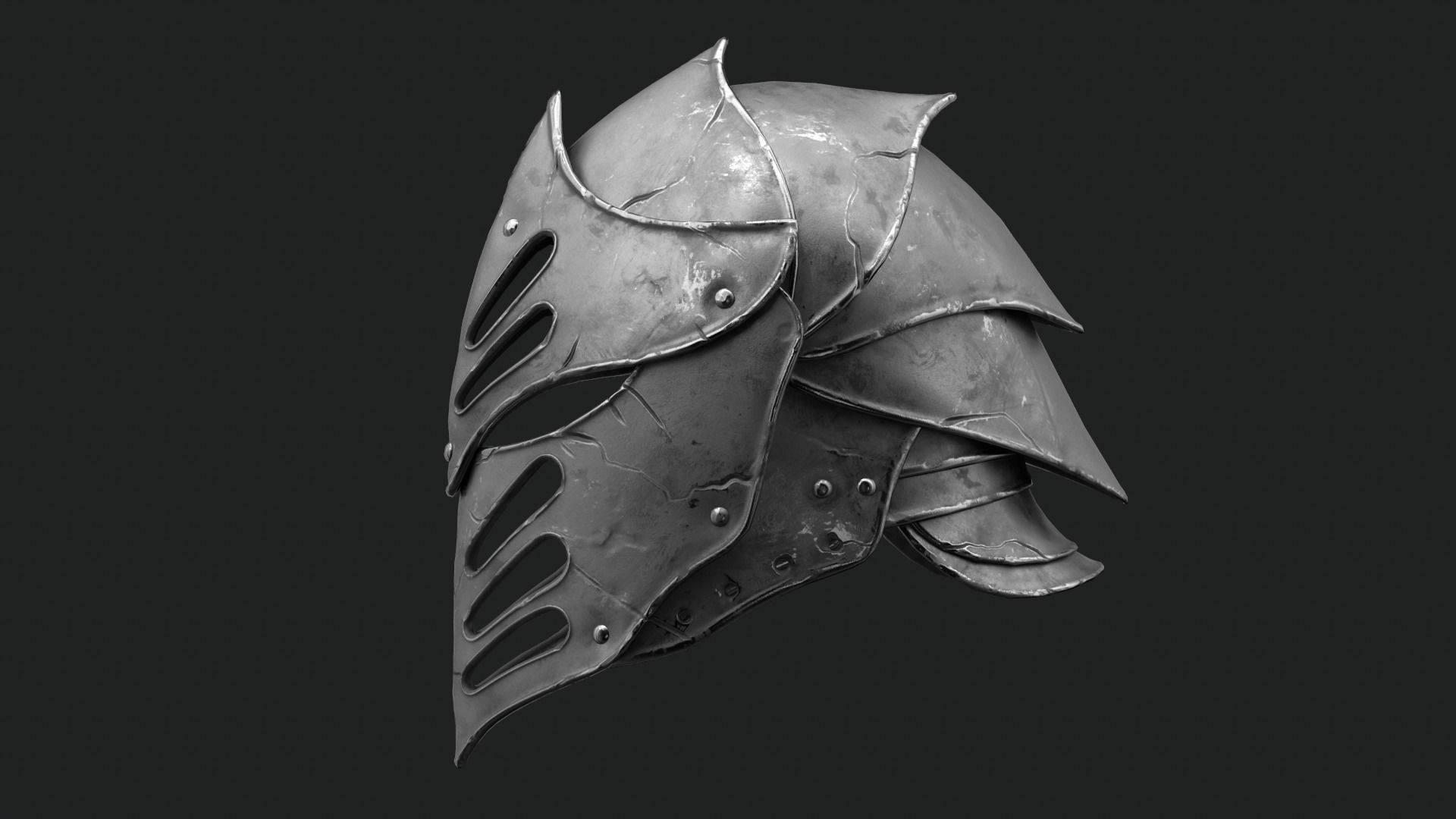 Helmet Dark Knight Low-poly 3D model_33