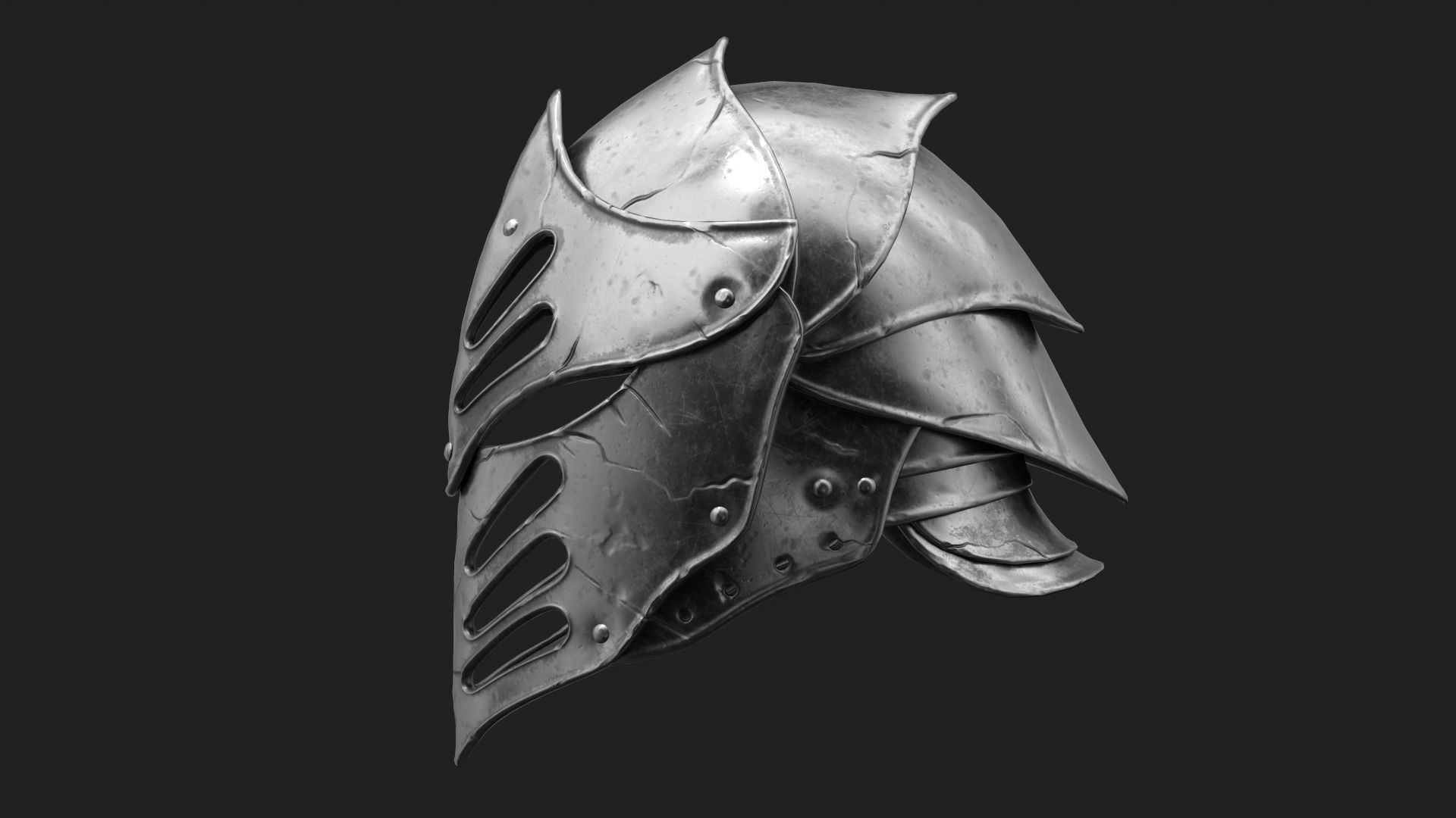 Helmet Dark Knight Low-poly 3D model_31