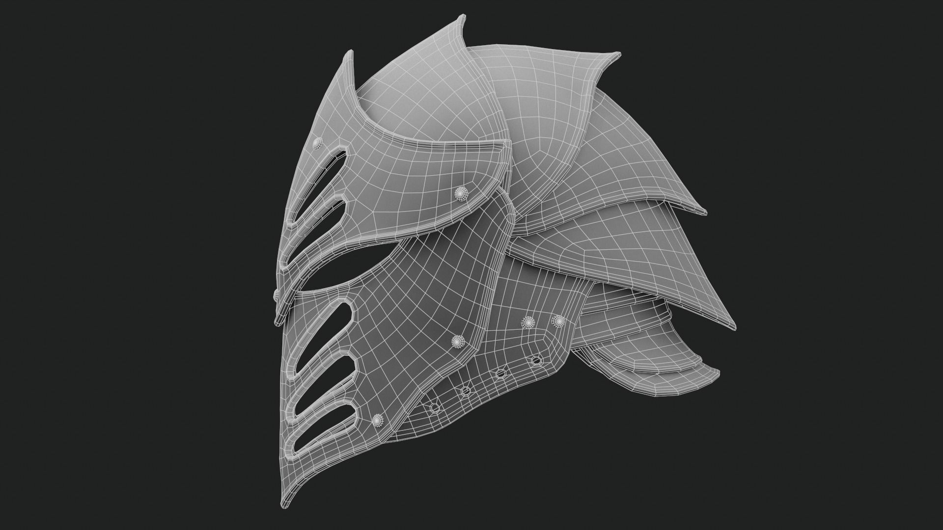 Helmet Dark Knight Low-poly 3D model_49
