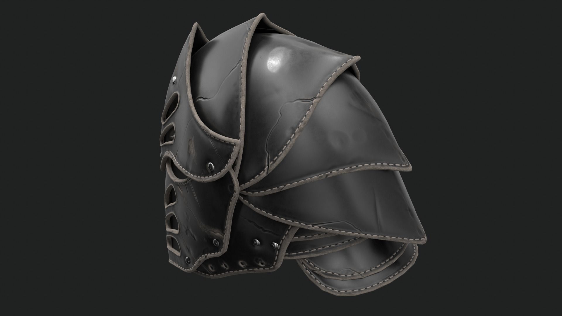 Helmet Dark Knight Low-poly 3D model_42